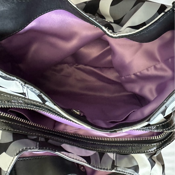 Coach Madison Op Art Sateen Maggie Shoulder Bag - Black/Gray/White - Picture 5 of 6